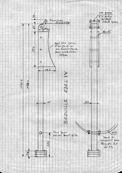 Plan de fabriquation des béquilles pour un Edel 4