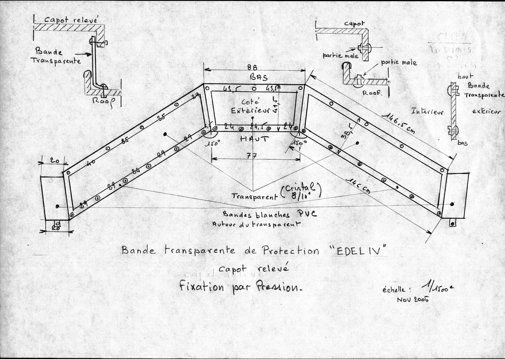 Plan de la capote (Cliquez pour agrandir) Gobert Edeliste membre du site www.Edels.fr à conçu et mis à disposition un plan de capote afin de rester au sec lorsque le roof est relevé et qu'une petite pluie vient vous ennuyer.