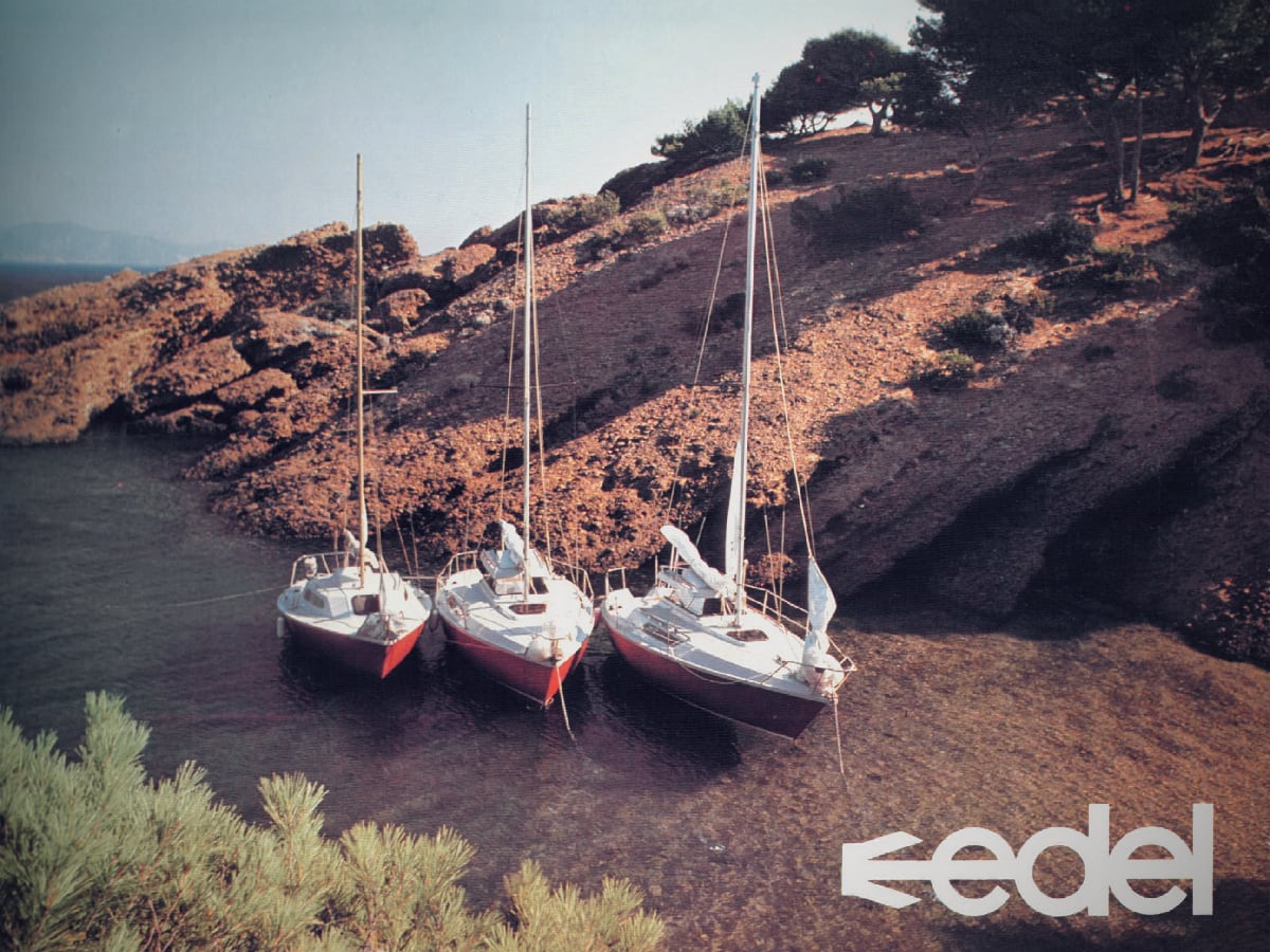 publicité d'époque pour la gamme des bateaux Edel