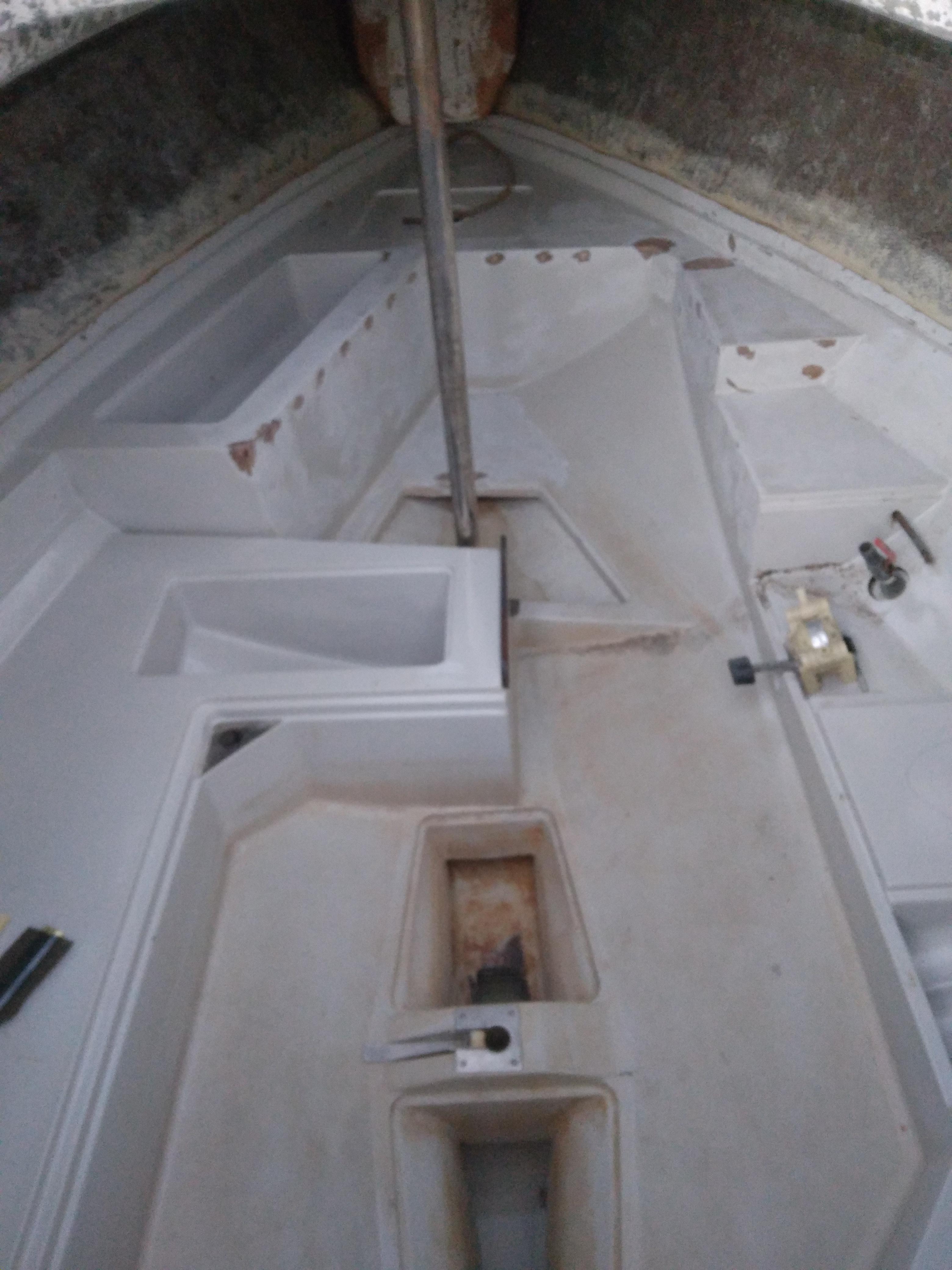 molded cabin floor after removal of interior fittings